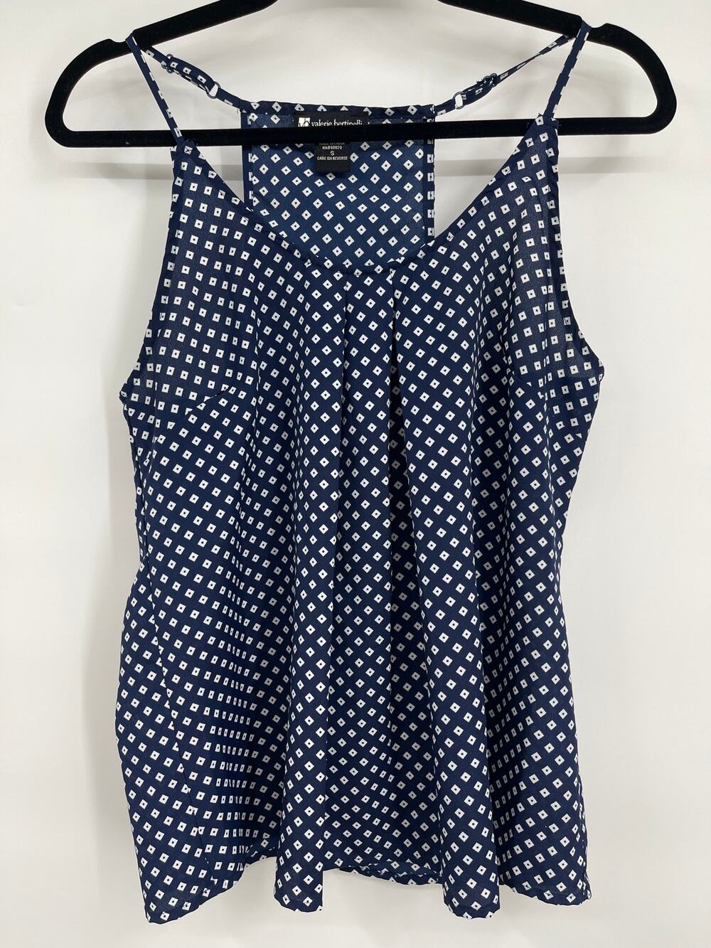 Valerie Bertinelli Womens Blue Cami Tank Top Sleeveless Flowy Pleated Blouse Sm